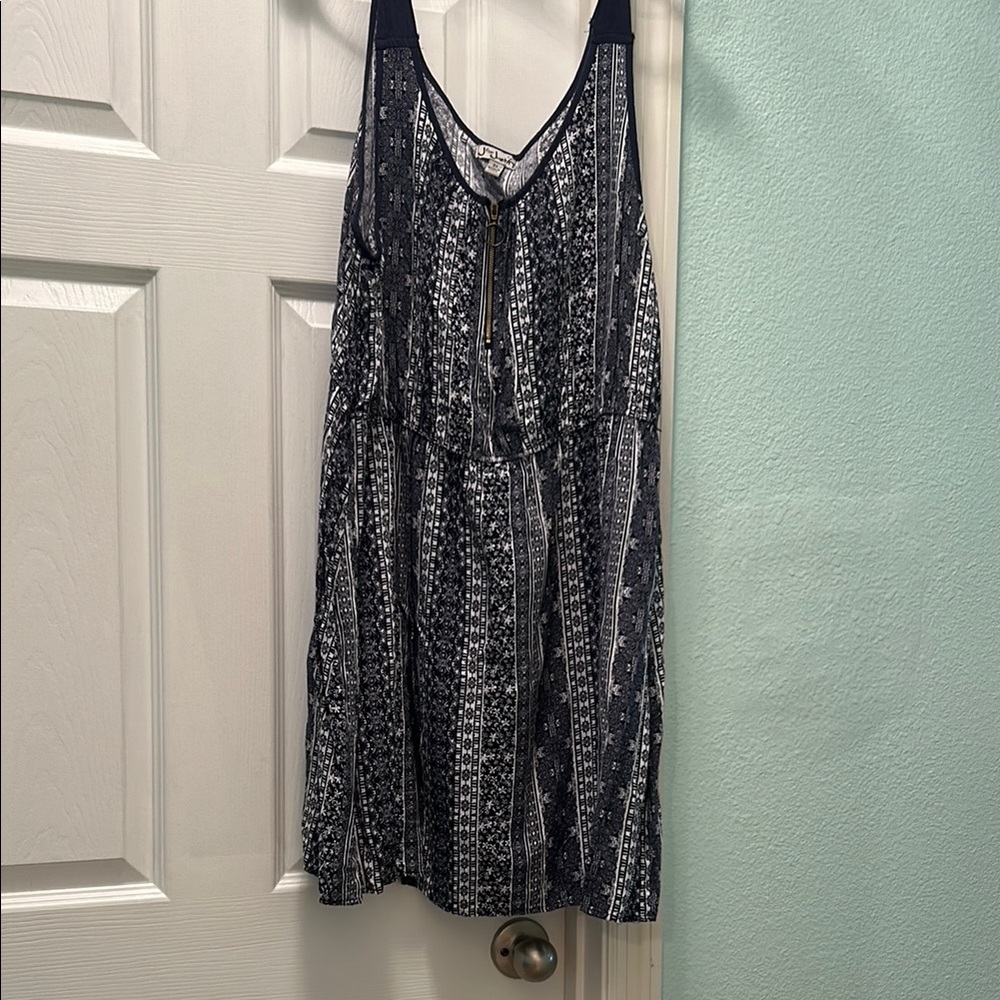 Navy Patterned Sleeveless Dress